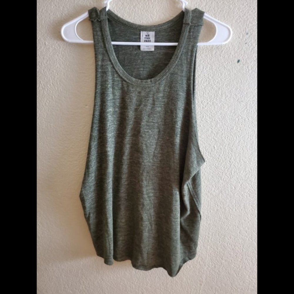 Free People Green Sleeveless Tank Top Medium